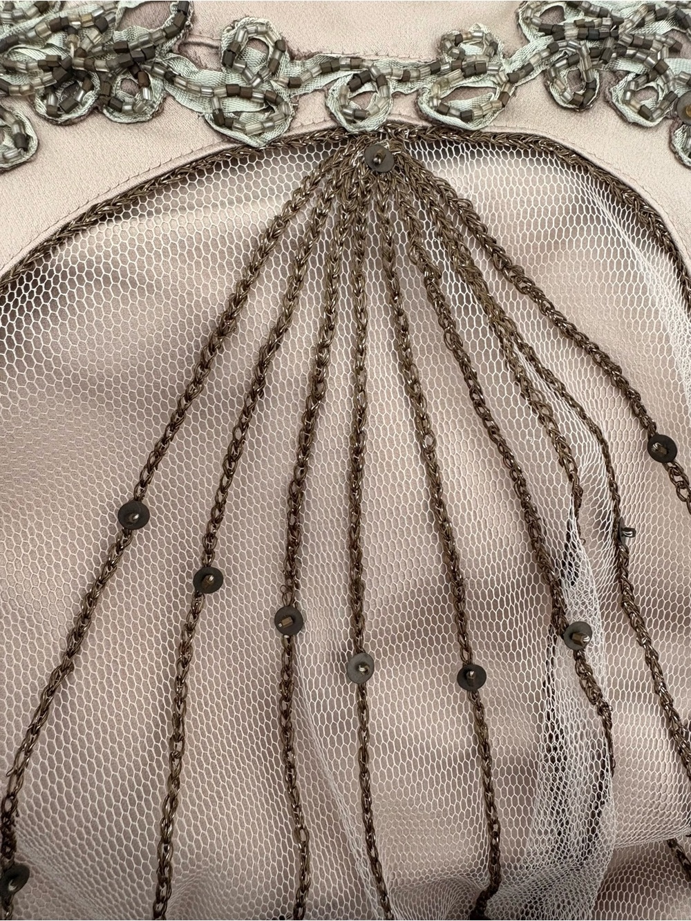 Karen Millen NEW Beaded Embellished Mesh Cowl Neck Babydoll Cami Top Sz 8 Y2K - Picture 4 of 10